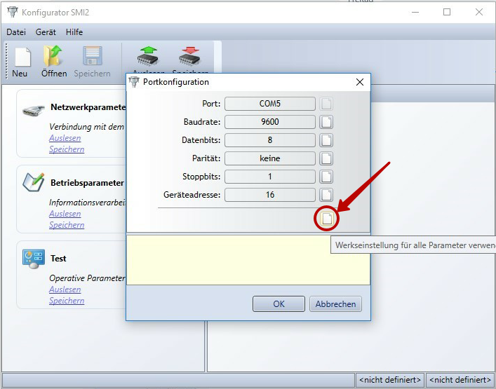 Use Factory Setting button Configurator SMI2