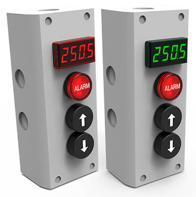 panel meters from akYtec in a pushbutton box