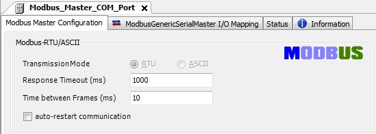 Modbus Master COM Port Configuring CODESYS