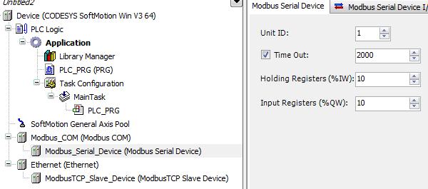 Modbus as Slave COM Port Configuring CODESYS