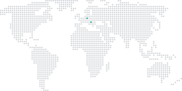 World map showing our European location